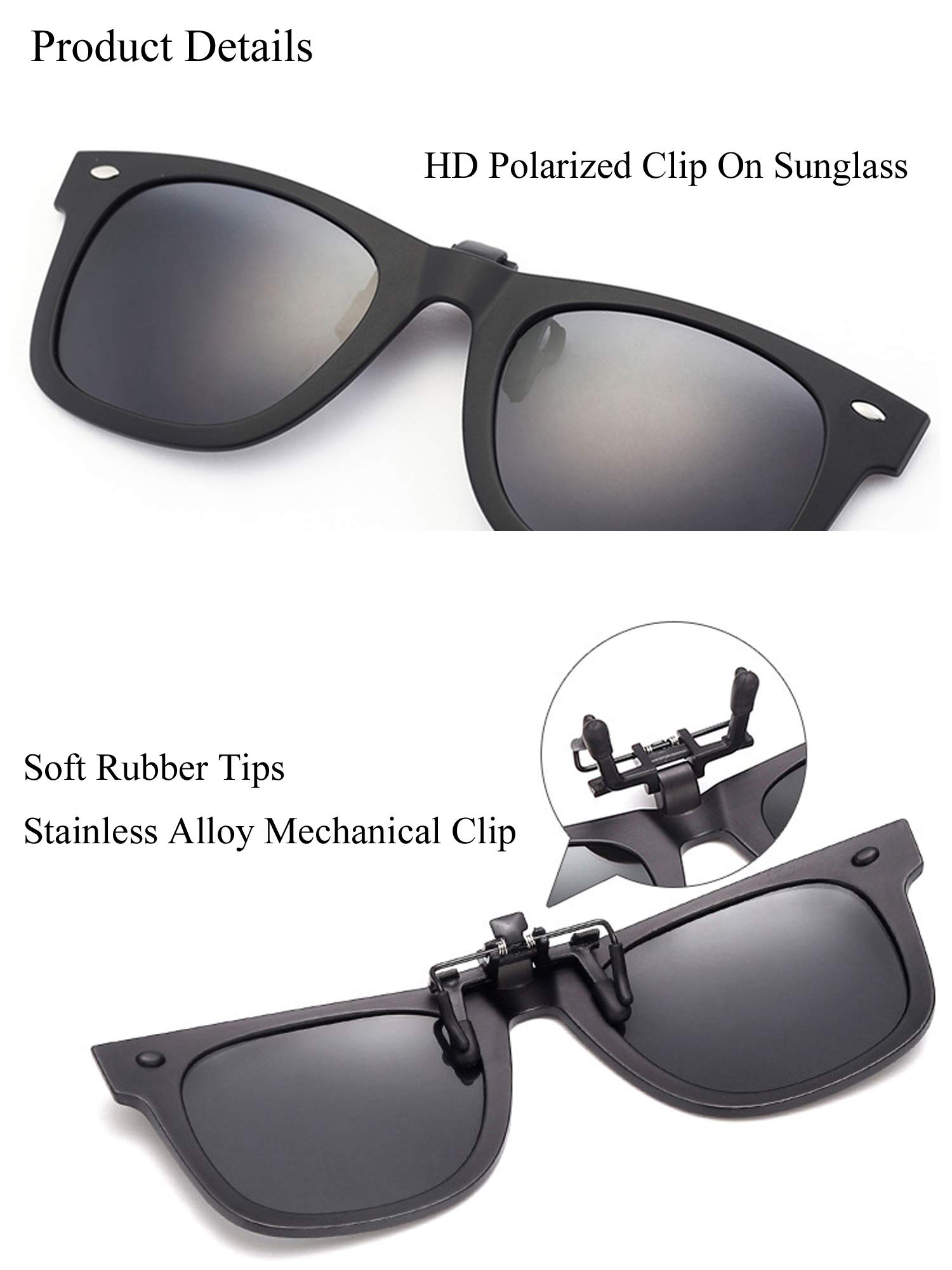 Polarized Clip-On Sunglasses for Men & Women - Flip Up Shades Over Prescription Glasses | Driving, Outdoor Sports & Daily Wear