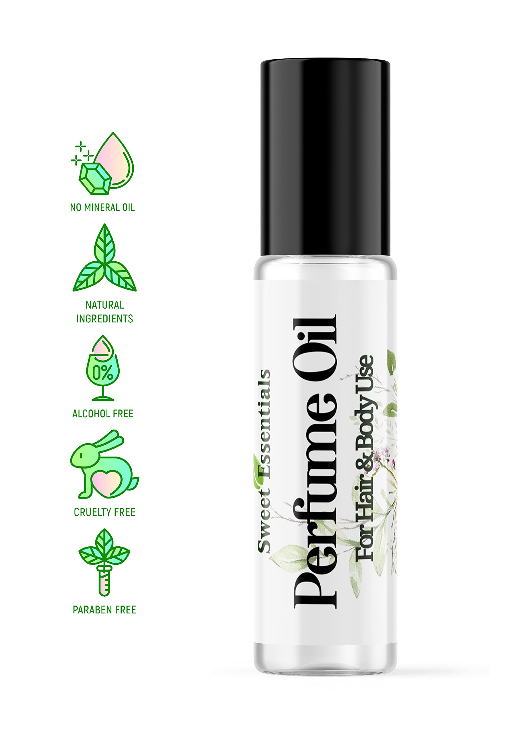 Organic Vanilla & Spun Sugar Fragrance Oil Roll-On - Alcohol, Silicone & Preservative Free Perfume for Hair & Body (0.33 fl oz) | Perfect for Daily Wear, Gifts & Aromatherapy