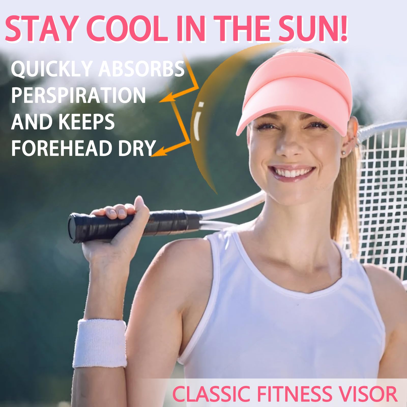 UPF 50+ Sun Protection Visor Hats for Women & Men - Adjustable Wide Brim Sports Cap for Golf, Running, Hiking & Outdoor Activities - Breathable Mesh Design for Summer Sun Safety