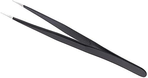 Stainless Steel Eyelash Extension Tweezers - Professional Makeup Tools (Black Straight) for Lash Artists & DIY Beauty Enthusiasts