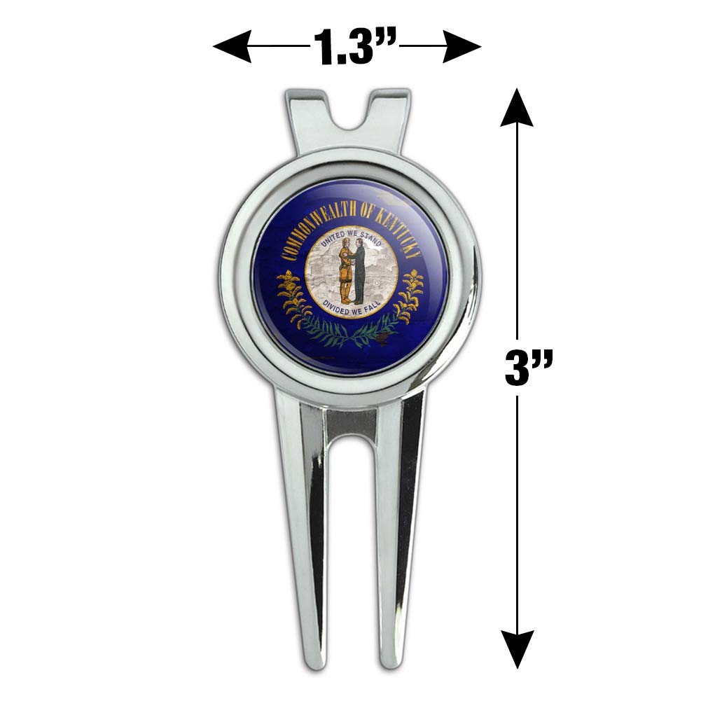 Rustic Kentucky State Flag Distressed Golf Divot Repair Tool & Ball Marker - USA Made for Golfers | Perfect for Golf Accessories, Gifts & Course Play