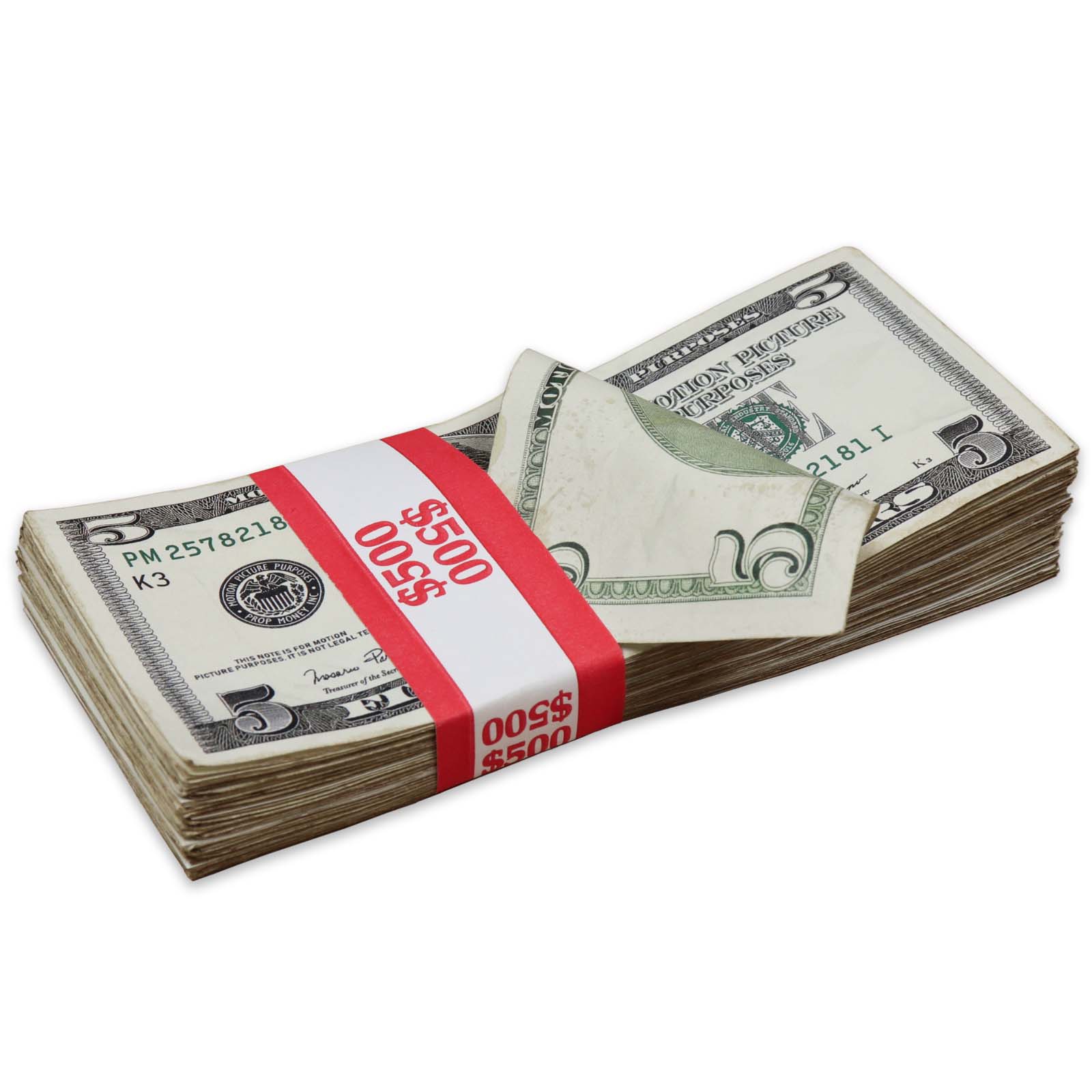 RealAged™ Full Print 2000 Series Stack - Authentic $500 Bills for Collectors, Props & Movie Scenes | Perfect for Educational Use, Magic Tricks & Theatrical Performances