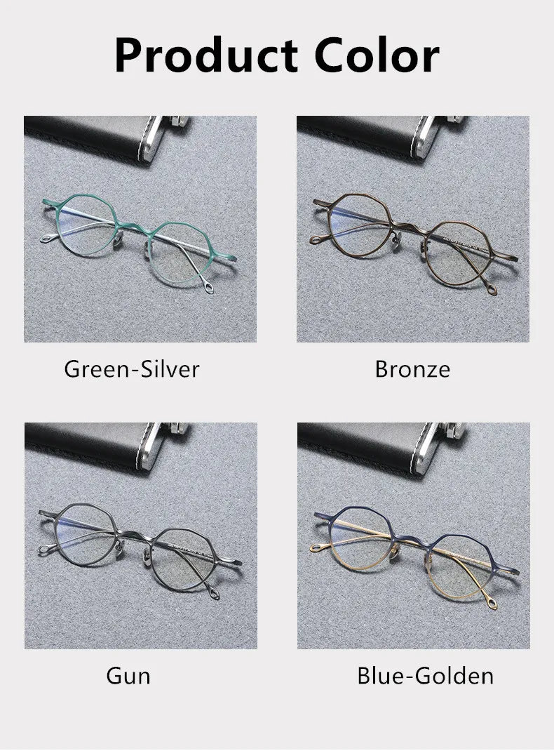 Aimee Unisex Full Rim Polygon Round Titanium Eyeglasses 5973 - Lightweight Durable Frame for Men & Women - Perfect for Reading, Work, and Everyday Fashion