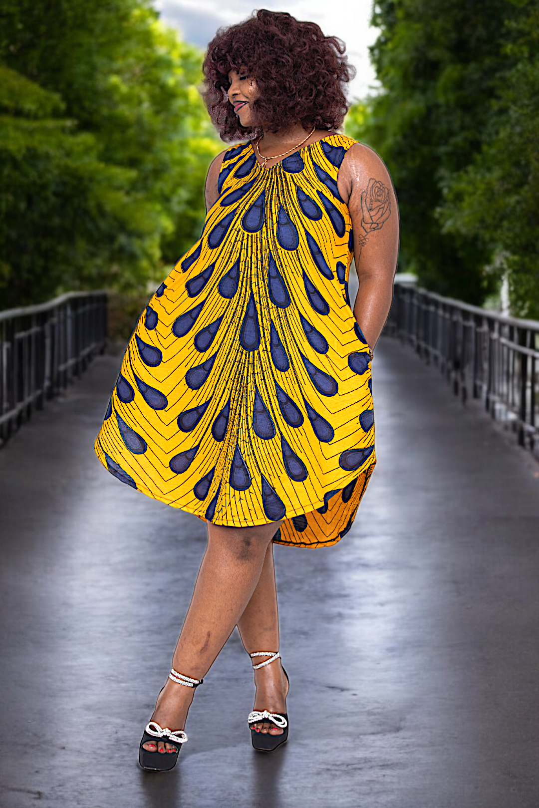 Stylish Blue and Orange Ajere Peacock African Print Dress DP3816D9 - Perfect for Parties, Weddings & Cultural Events | Women's Fashion