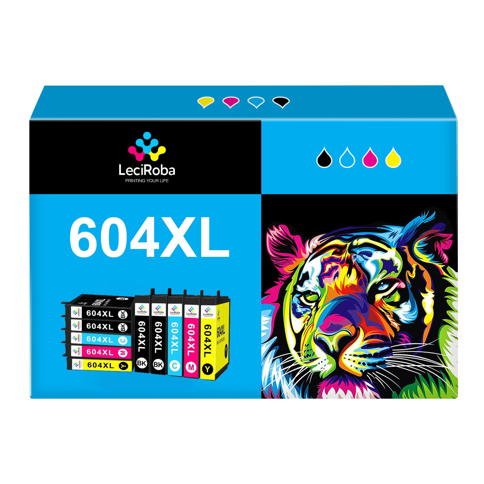 LeciRoba 604XL Ink Cartridges 10-Pack for Epson Printers - Home & Office Use