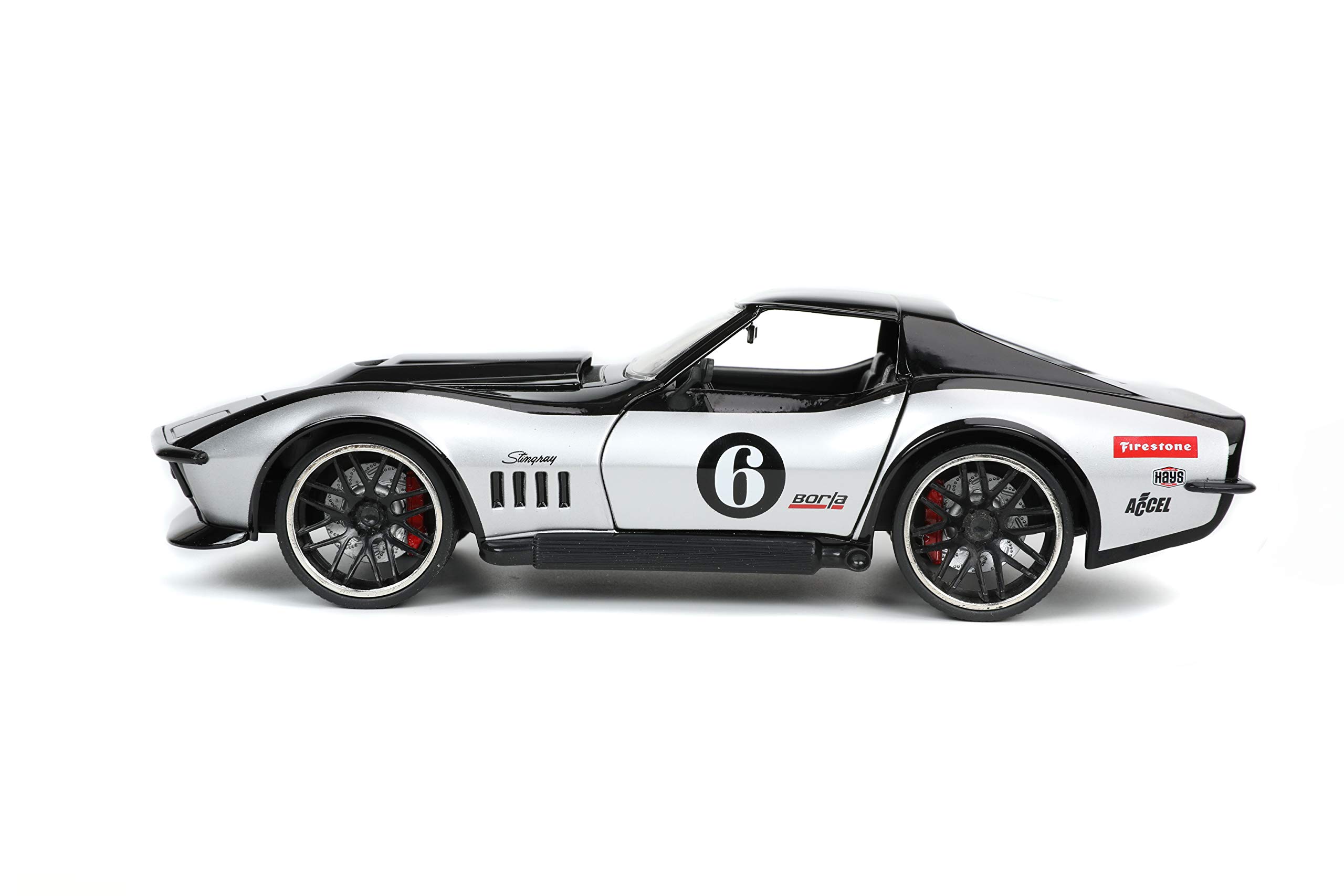 Jada Toys Bigtime Muscle 1:24 Scale 1969 Chevy Corvette Stingray Die-Cast Model Car - Black Collectible Vehicle for Kids & Adults | Perfect for Display, Gift Giving & Car Enthusiast Collections