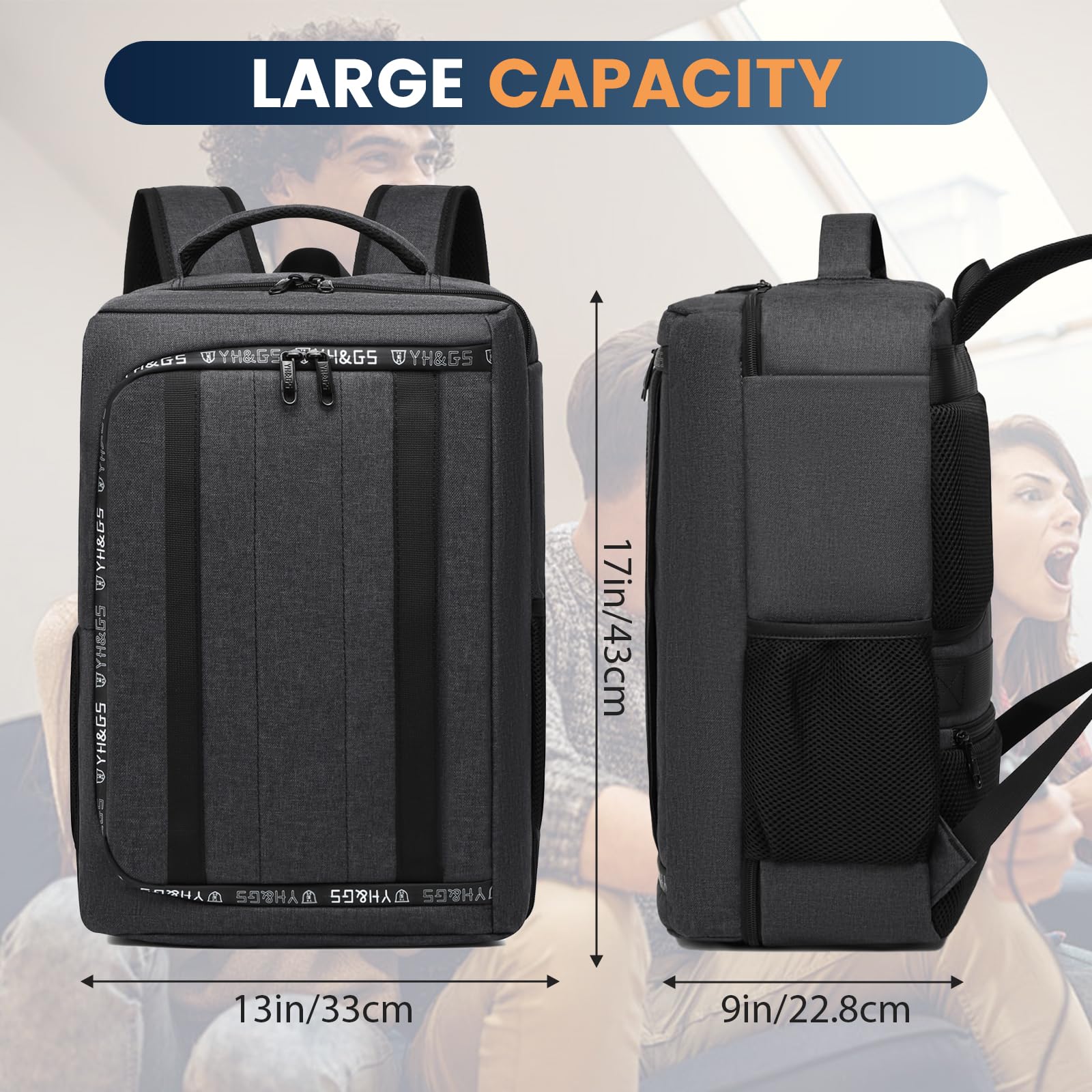 PS5 Travel Backpack - Waterproof Protective Carrying Case for 17.3’’ Laptop, Game Controllers & Accessories with Multiple Pockets | Perfect for Gaming Travel, Commuting & Outdoor Adventures