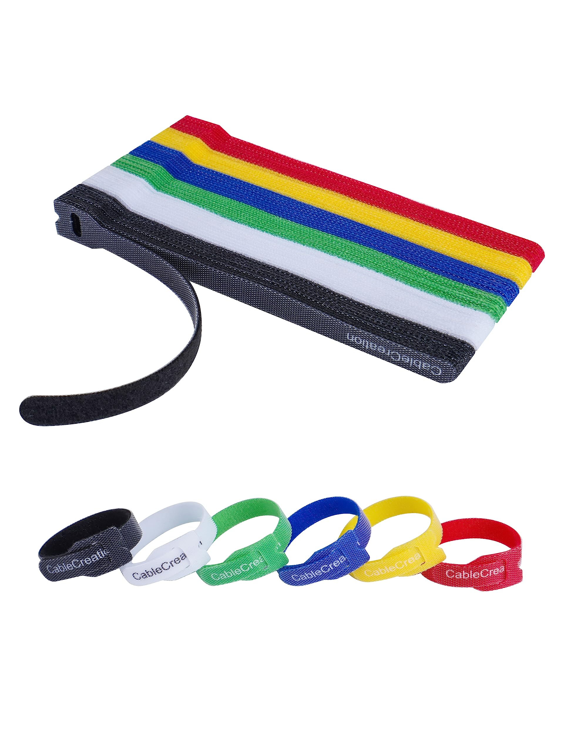 CableCreation Reusable Cable Ties 60PCS - Hook and Loop Fastening Straps for Wire Management, Cord Organizer (6-Inch, Multi-Colored) - Perfect for Home Office, Computer Desk, and Electronics Organization