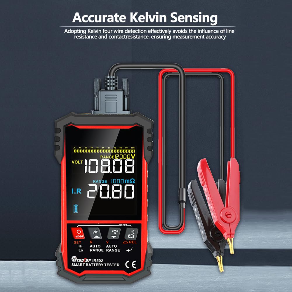 WOTAO 3.2-inch Digital Battery Internal Resistance Tester - Professional Voltage Measurement Device with Self-Calibration, Dual Alarm & Auto Shutoff - Perfect for Car Batteries, Solar Panels & Electronics Maintenance