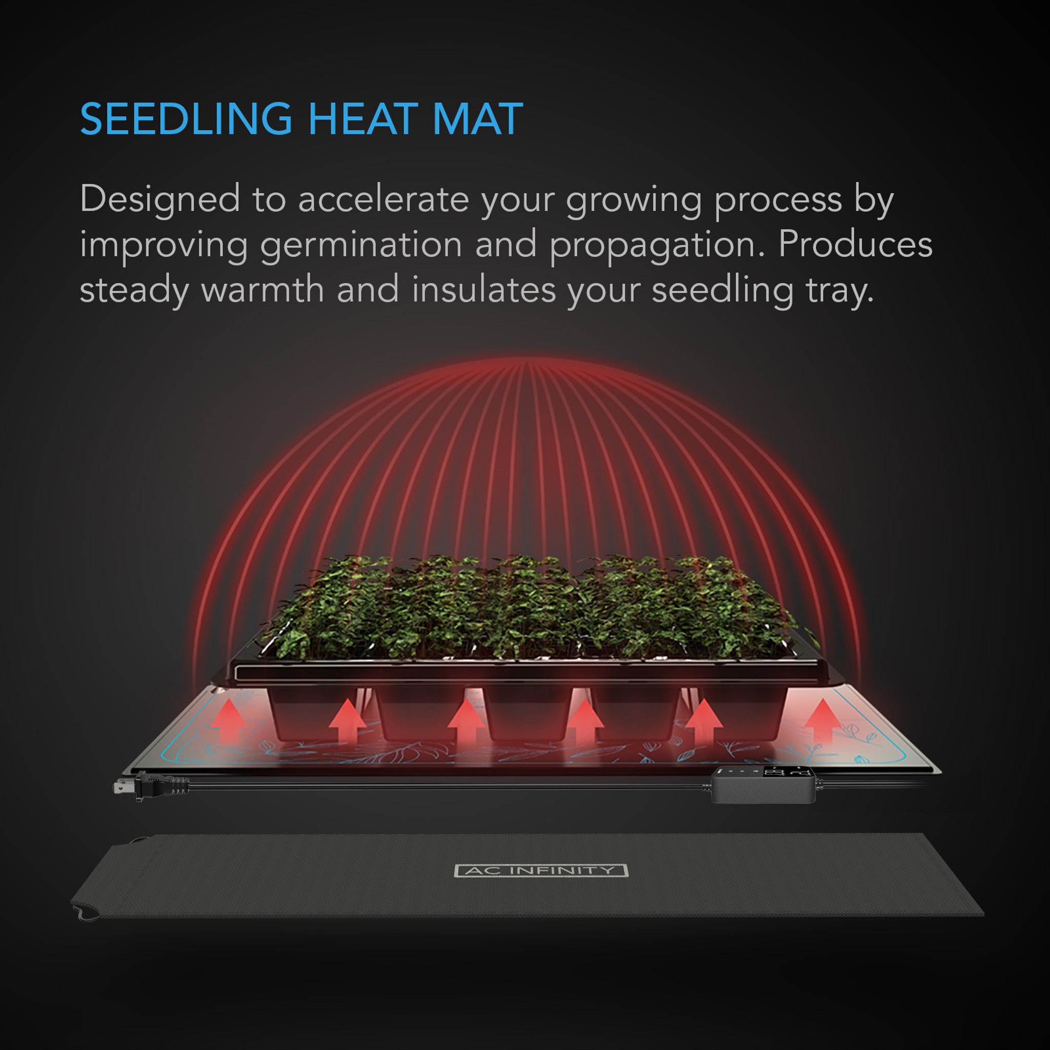 Suncore H3 Waterproof Seedling Heat Mat with Thermostat Controller - 25.4 x 52.70 cm (10