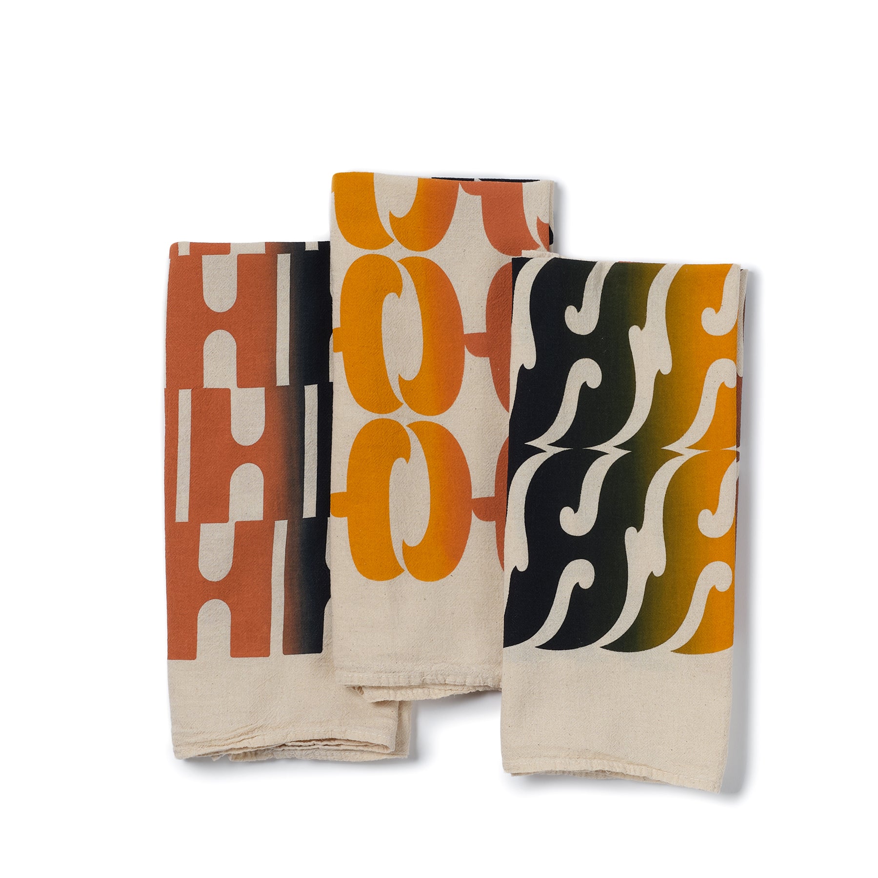Premium H Pattern Tea Towels Set of 3 - Absorbent Kitchen Dish Towels for Drying Dishes & Glassware - Split Fountain Design for Modern Kitchens