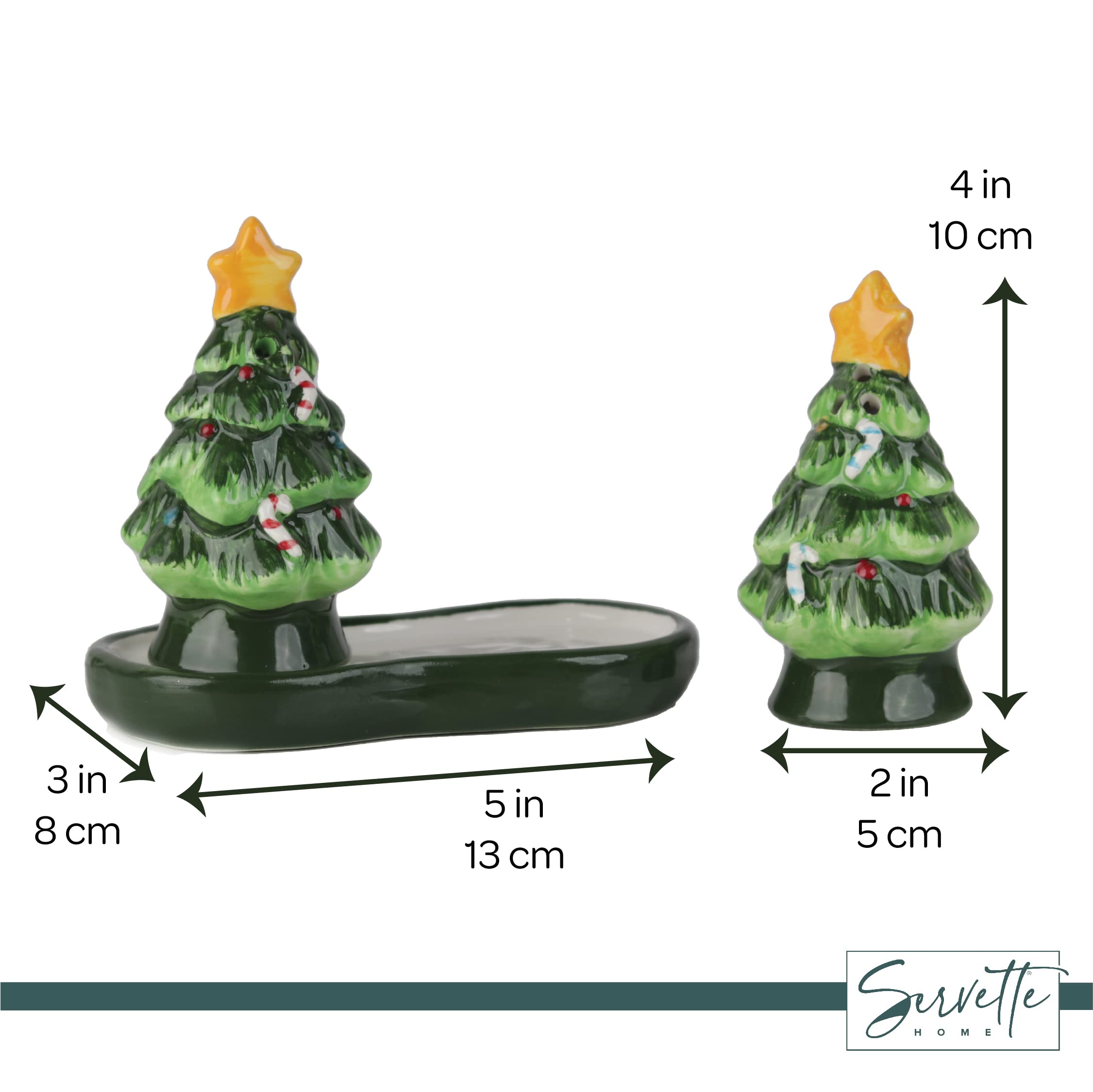 Christmas Holiday Salt and Pepper Shaker Set - Snowman and Santa Design with Stand | Festive Kitchen Decor for Holiday Parties & Dinner Tables