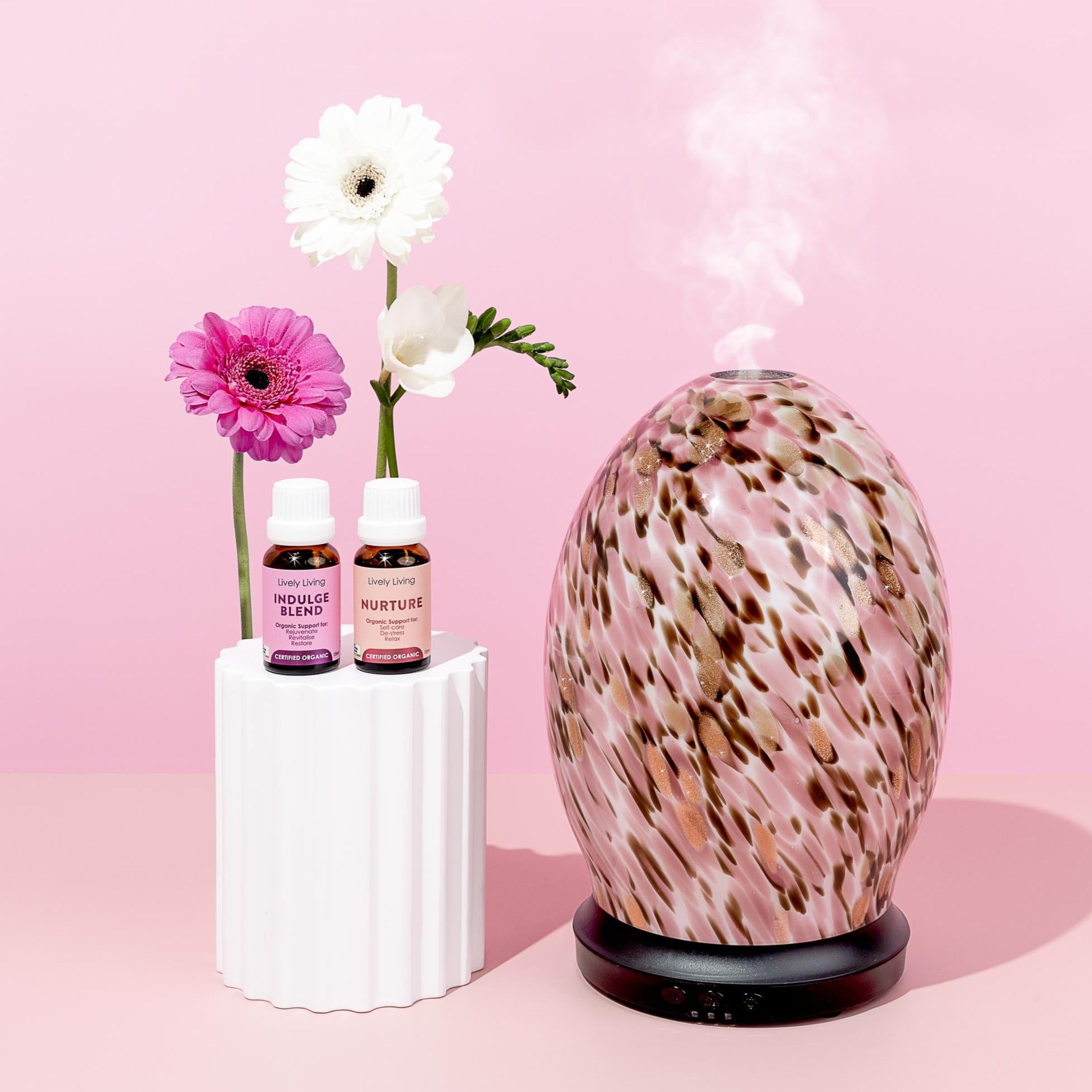 Aroma Jewel Diffuser & Essential Oil Gift Set - 3 Pack Lavender, Rose & Jasmine Scented Oils for Home, Office & Spa Relaxation