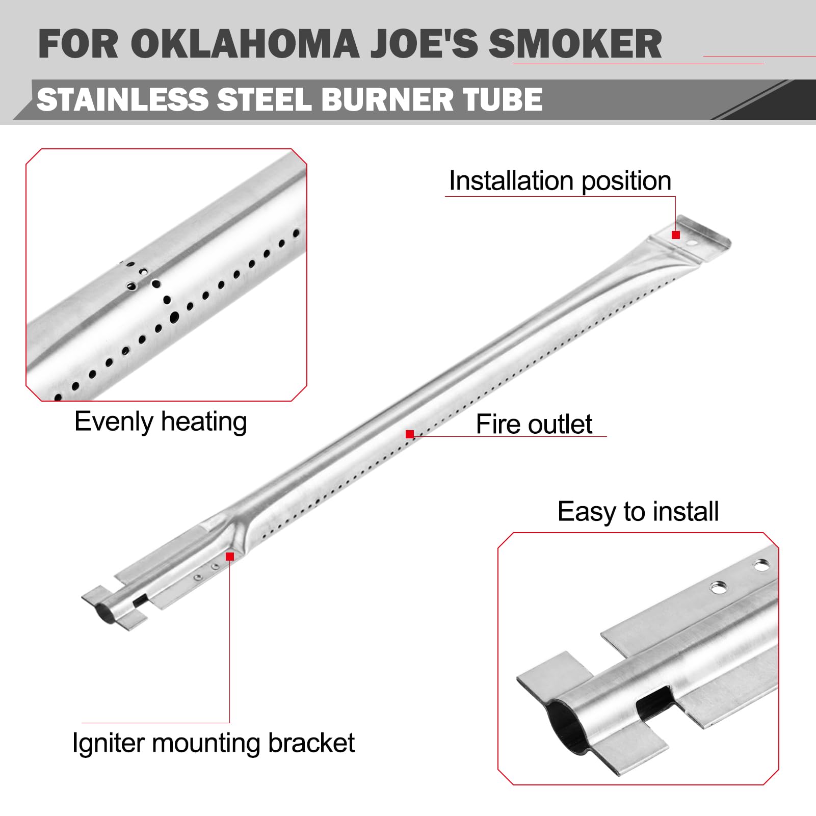 Oklahoma Joe's Grill Replacement Parts - Heat Tent Burners, Heat Plates & Burner Tube (Fits Models 15202029, 1767054, 1767017) for Longhorn Combo Charcoal Gas Smoker - Durable Heat Shields for BBQ Grilling & Outdoor Cooking
