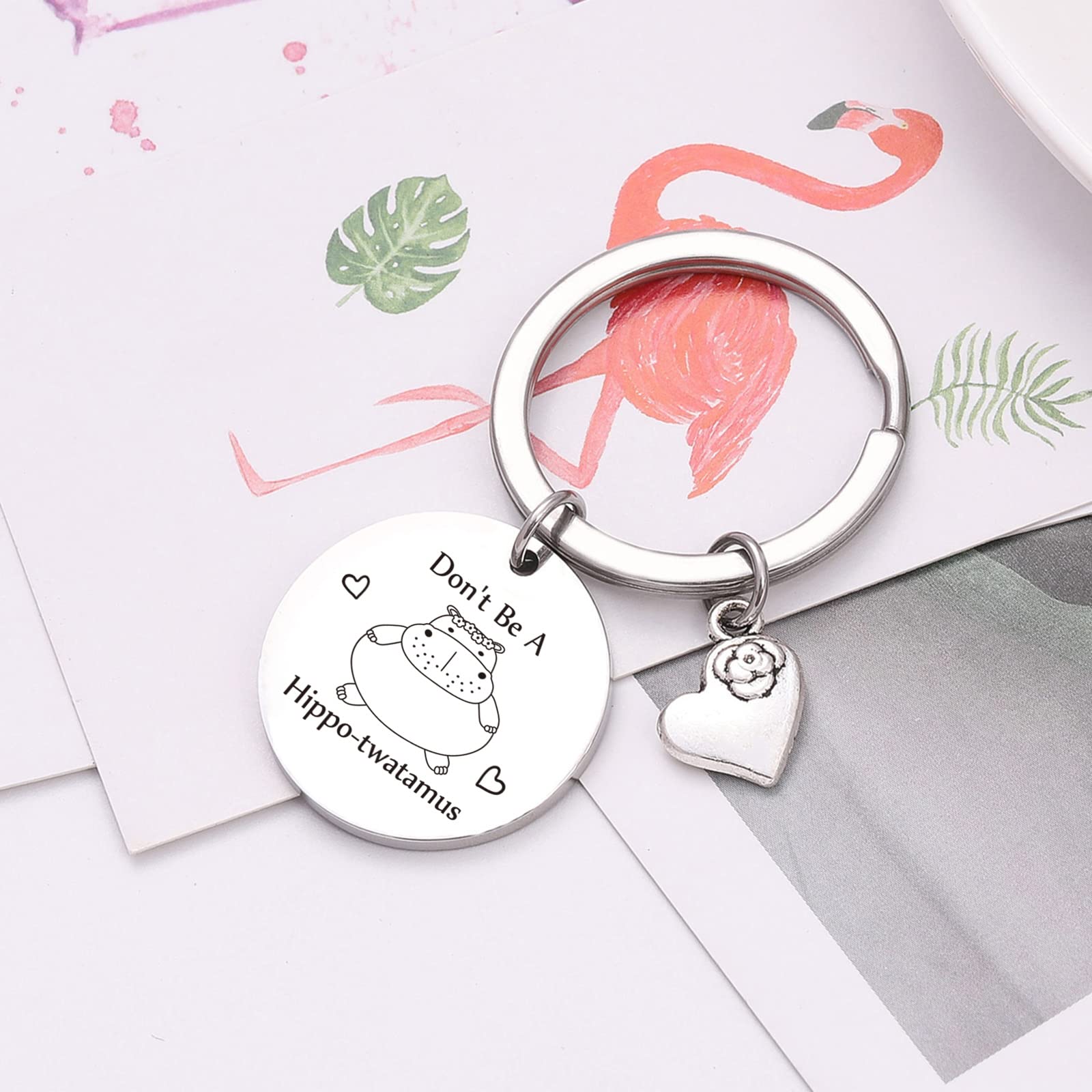 RSZOTW Hippo-Themed Charm Keychain - Cute Hippopotamus Jewelry Gift for Animal Lovers - Perfect for Keyrings, Bags & Gifts