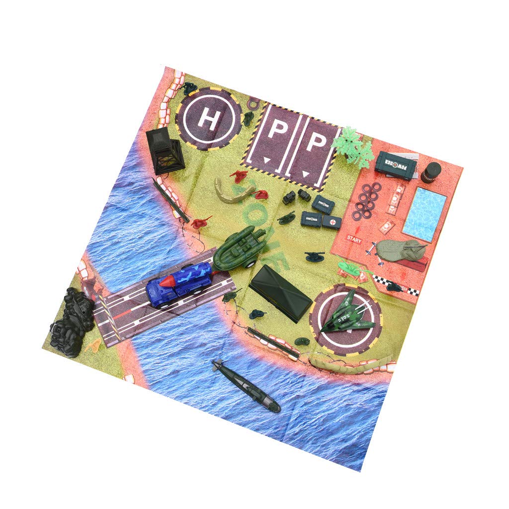 Military Army Combat Toy Playset with Play Mat - Armed Forces Theme Battlefield Set Includes Game Pad & Storage Container | Perfect for Kids' Role-Playing, Strategy Games & Collectible Displays
