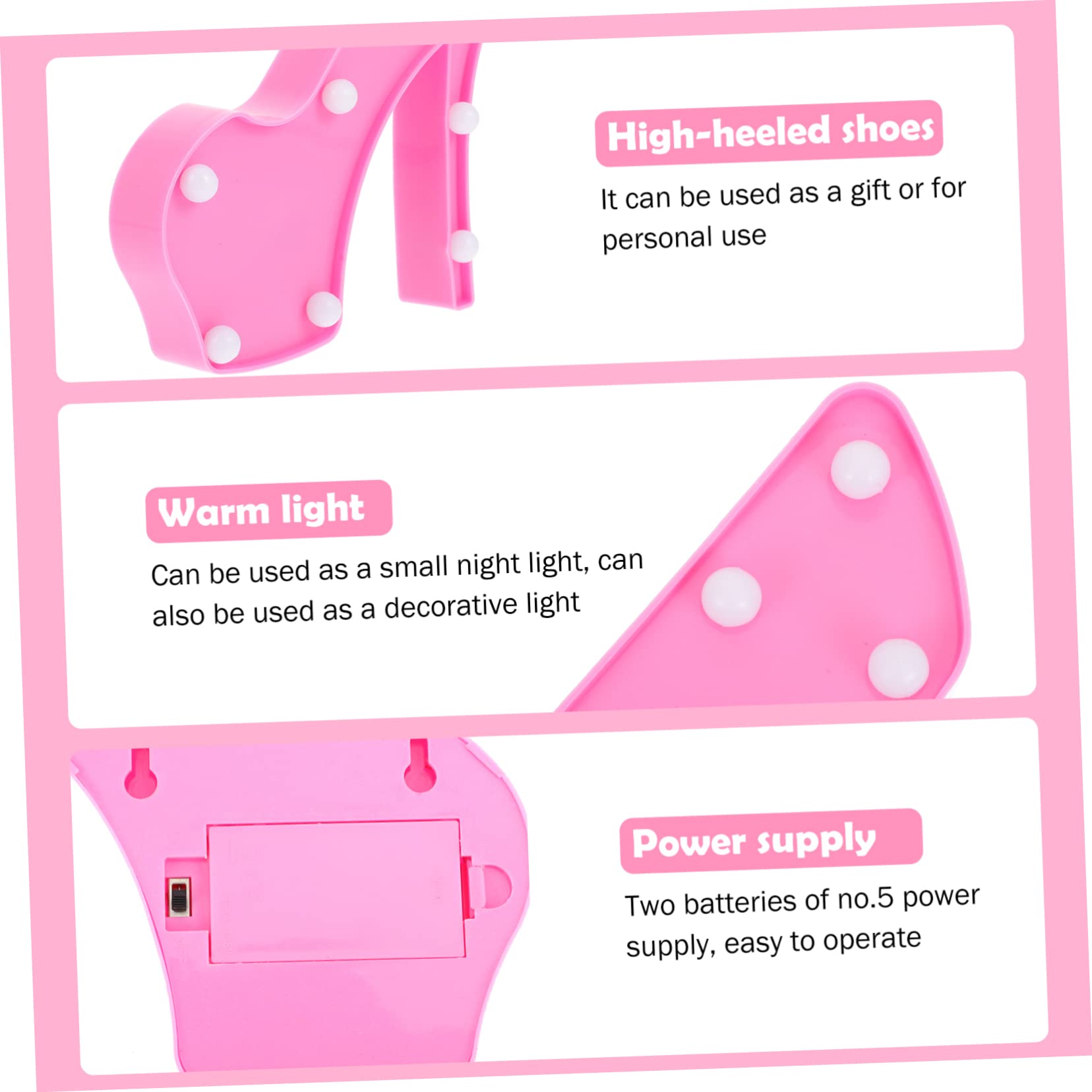 Angoily Unique High Heel Shaped LED Night Lamp - Romantic Bedroom Decor, Terrace & Garden Lighting, Festival Decoration - Safe & Durable Material for Women's Gift & Home Ambiance