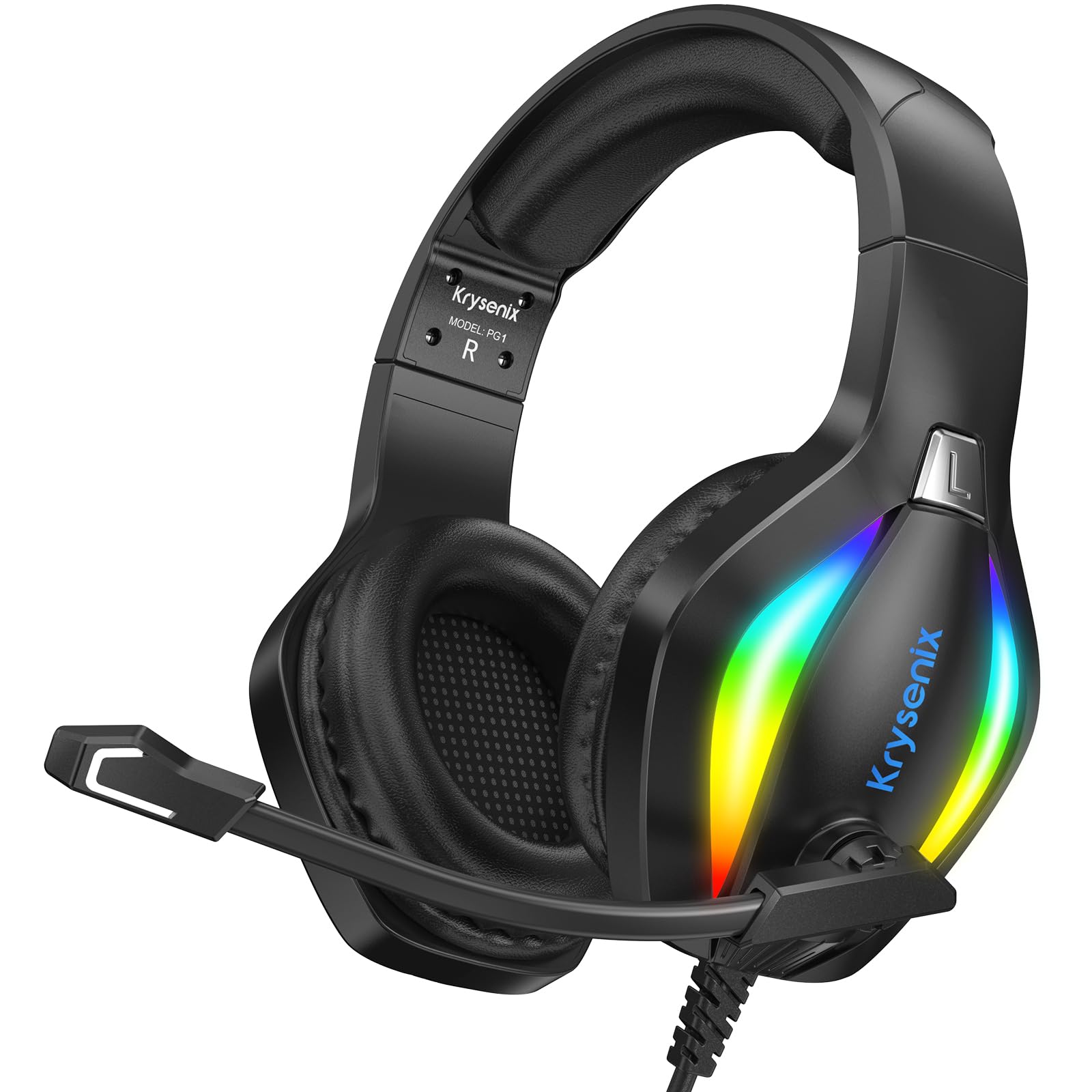 PG1 Gaming Headset with Mic for PS5, PC, Xbox - RGB Light & 3.5mm Jack for Pro Gamers
