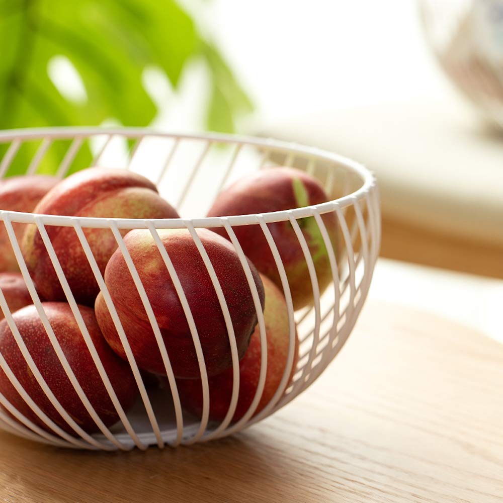 Poeland Metal Wire Fruit Basket - Rustic Kitchen Countertop Organizer for Fruits, Vegetables, Bread & Snacks | Durable Household Storage for Kitchen, Dining Room & Living Room | Perfect for Farmhouse & Modern Home Decor