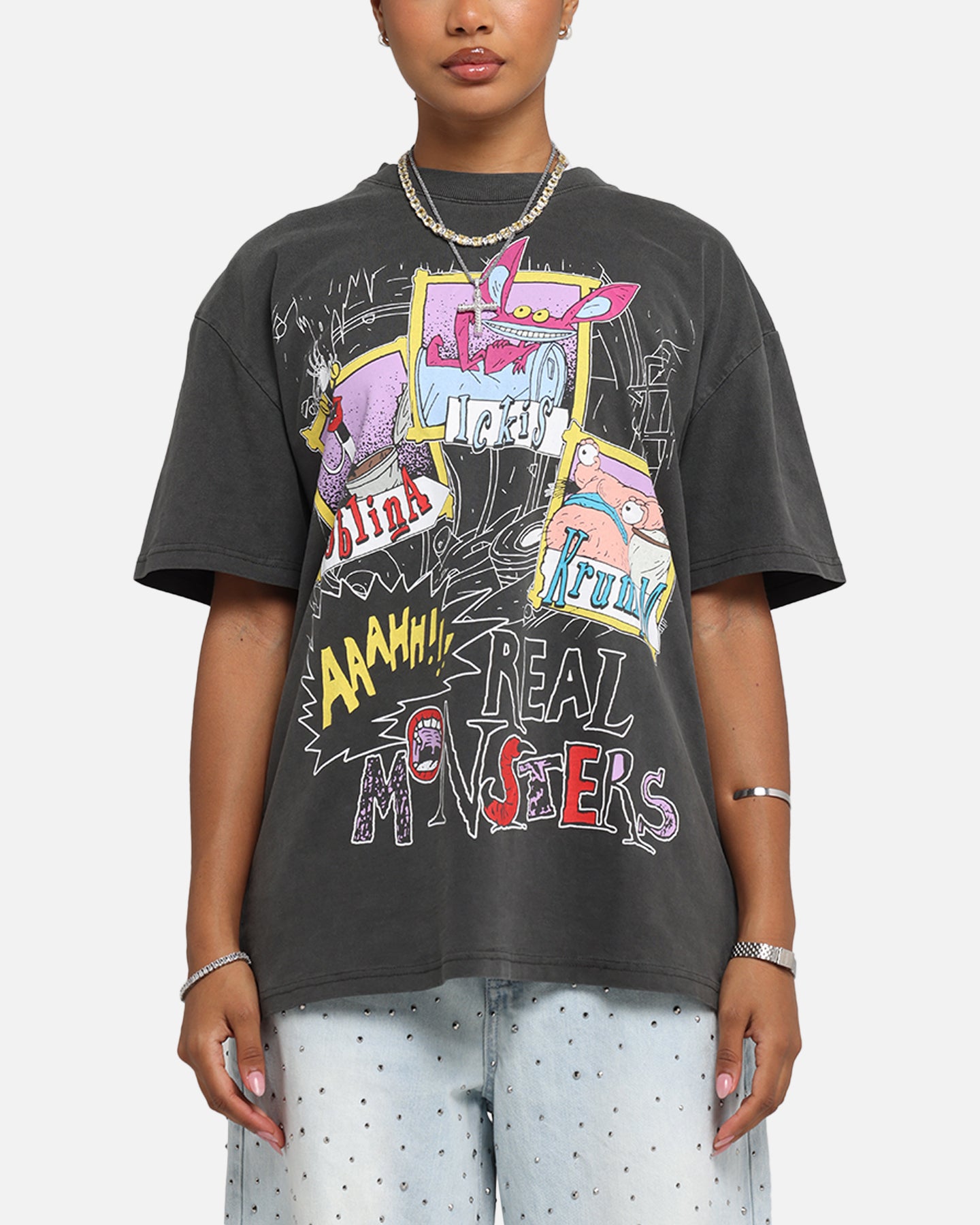 American Thrift x Aaahh!!! Real Monsters Vintage Heavyweight T-Shirt - Black Wash | 90s Cartoon Tee for Casual Wear & Nostalgic Fashion