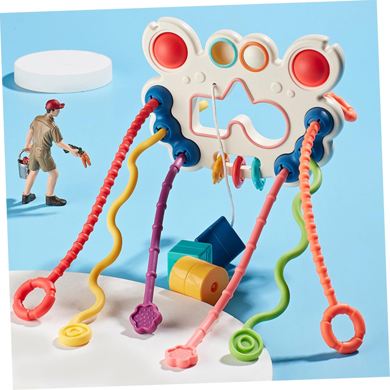 VICASKY 3-Piece Baby Pumping Toys for Fine Motor Skills Development - Educational Sensory Toys for Toddlers, Tummy Time & Pull Toy for Early Learning - Perfect for Playtime, Daycare & Montessori Activities