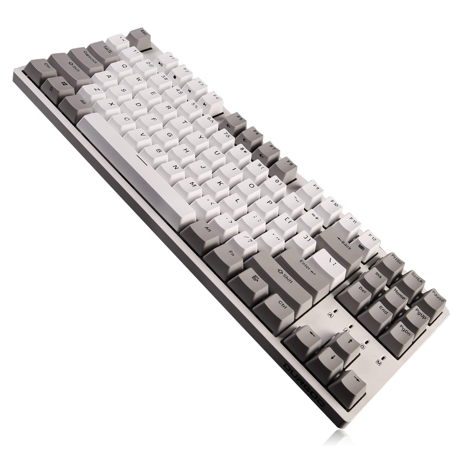 DURGOD Taurus K320 TKL 87-Key Mechanical Gaming Keyboard - Double Shot PBT Keycaps - NKRO - USB Type C (Cherry MX Silent Red Switches, White) - Perfect for Esports, Office Work & Typing Enthusiasts