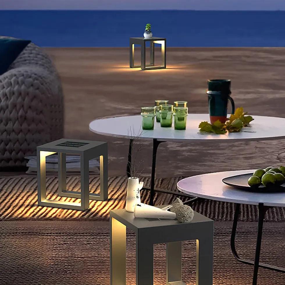 Square Black Outdoor Floor Lamp - Modern Patio Lighting for Garden, Deck, and Backyard Decor