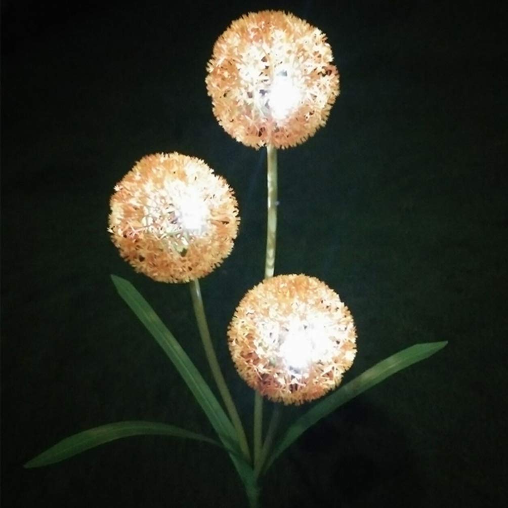 Uonlytech Solar Dandelion Lights Outdoor - 3 Pack Waterproof LED Solar Garden Lights for Patio, Lawn, Pathway Decoration | Weather-Resistant Solar-Powered Night Lights (Orange) - Perfect for Backyard, Wedding, Landscape Lighting