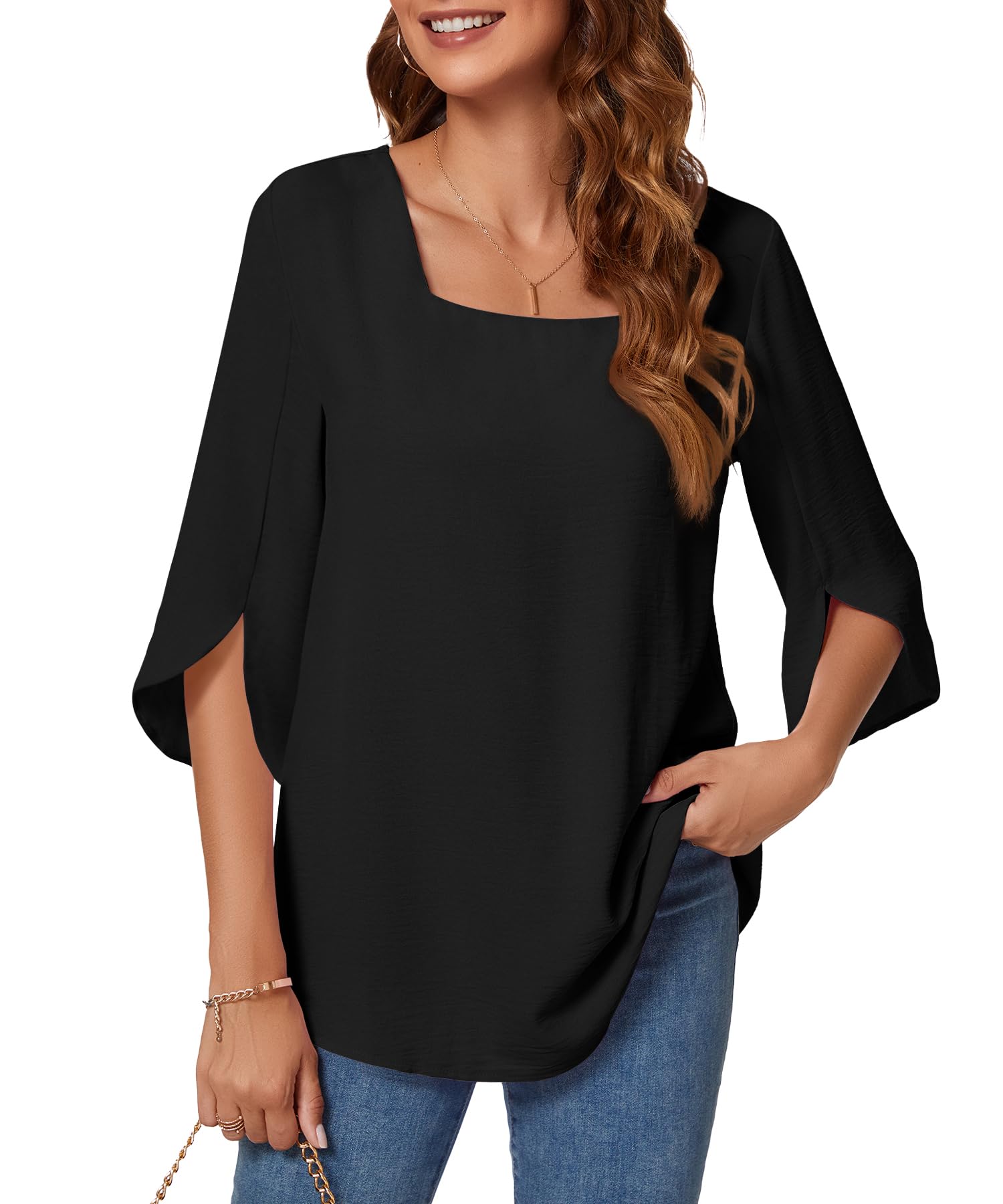 KUOTAI Women's Summer Tops - Dressy Casual 3/4 Sleeve Blouse for Work & Business Casual | Perfect for Office, Meetings, and Summer Outings