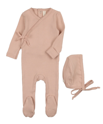 LILETTE Baby Girls' Pinpoint Footie Set - Newborn to 6 Months - Soft Cotton One-Piece Pajamas with Feet - Perfect for Sleepwear & Playtime