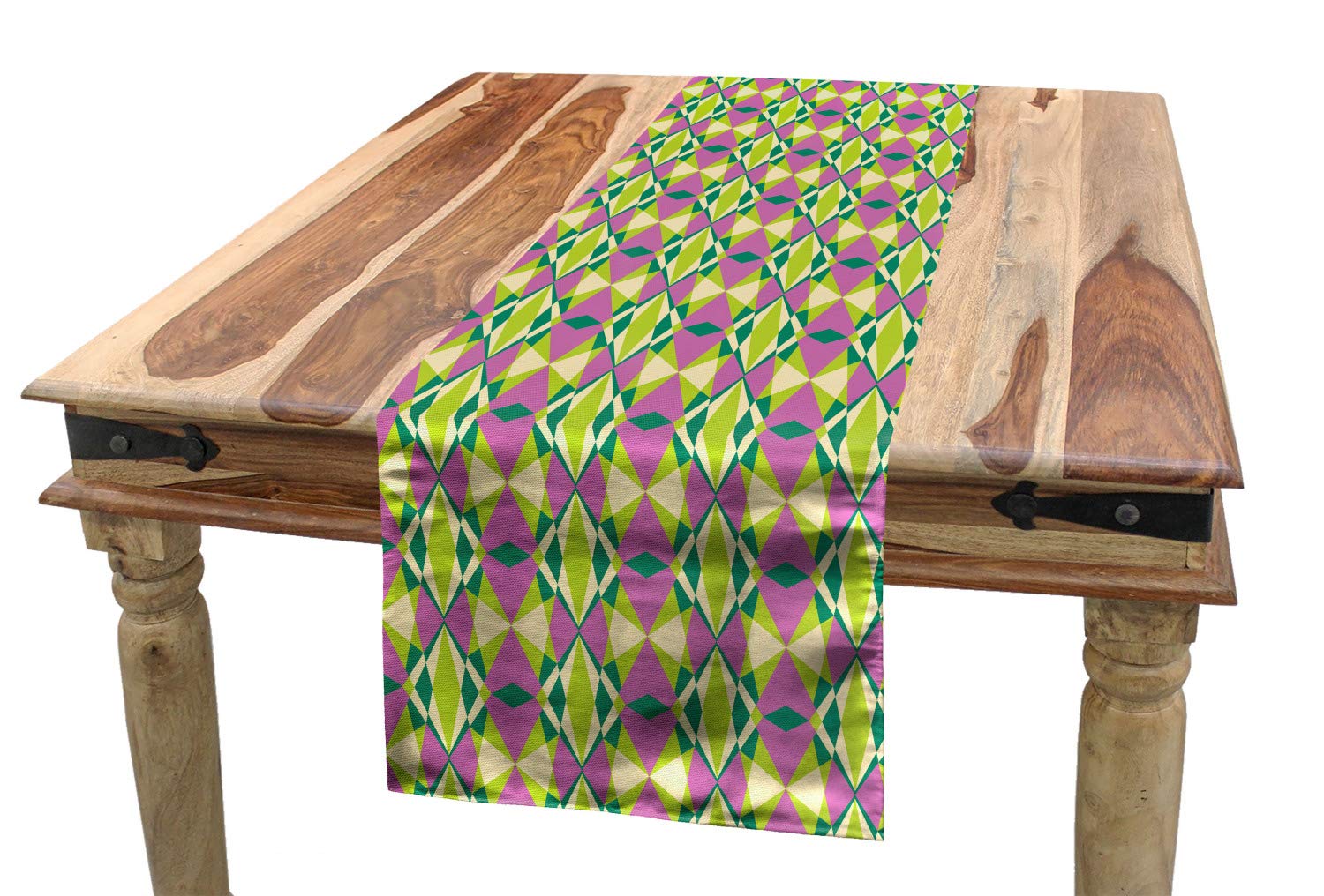 Ambesonne Geometric Table Runner - Colorful Mosaic Polygonal Design for Dining Room & Kitchen Decor - 16
