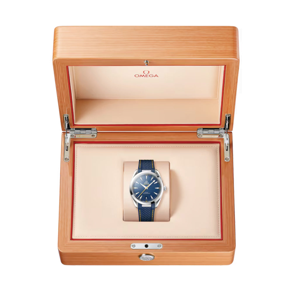 Omega Seamaster Aqua Terra 150M Co-Axial Master Chronometer 41mm Blue Dial Men's Watch on Rubber Strap - Luxury Dive Watch for Swimming, Sailing & Everyday Wear