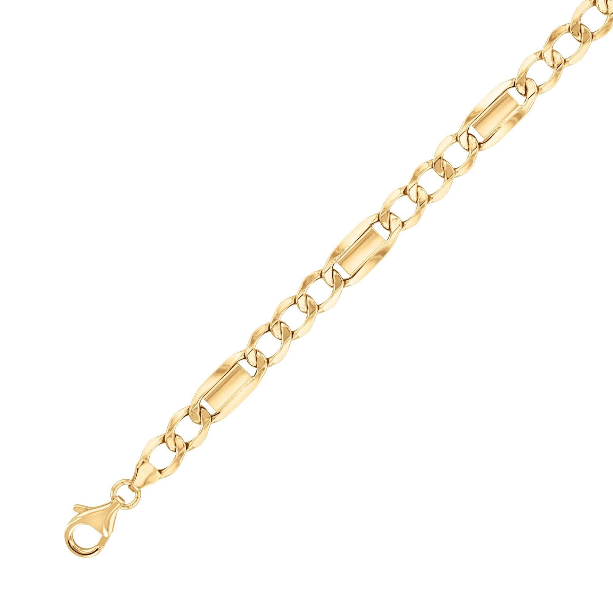10K Yellow Gold Figaro Chain Bracelet for Men & Women - Classic Medium-Sized Fancy Link Design - 8.5 Inch Lobster Claw Closure - Perfect for Everyday Wear, Gifts & Special Occasions
