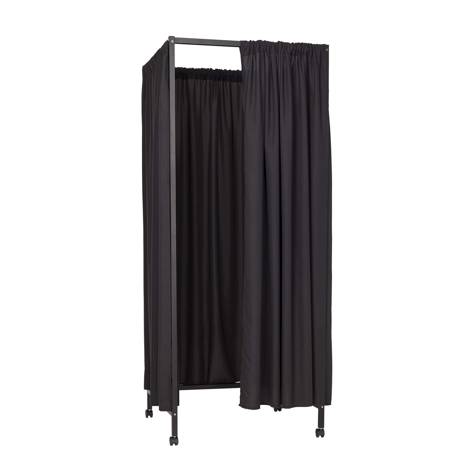 Portable Changing Room Divider with Black Frame & Fabric on Casters - Privacy Screen for Events, Beaches & Home Use - Don't Look at Me