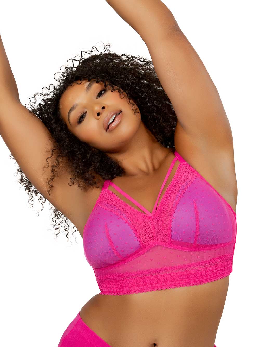 Parfait Mia Dot Wire-Free Padded Mesh Bralette - Bright Pink | Comfortable Seamless Support for Everyday Wear, Yoga & Lounge