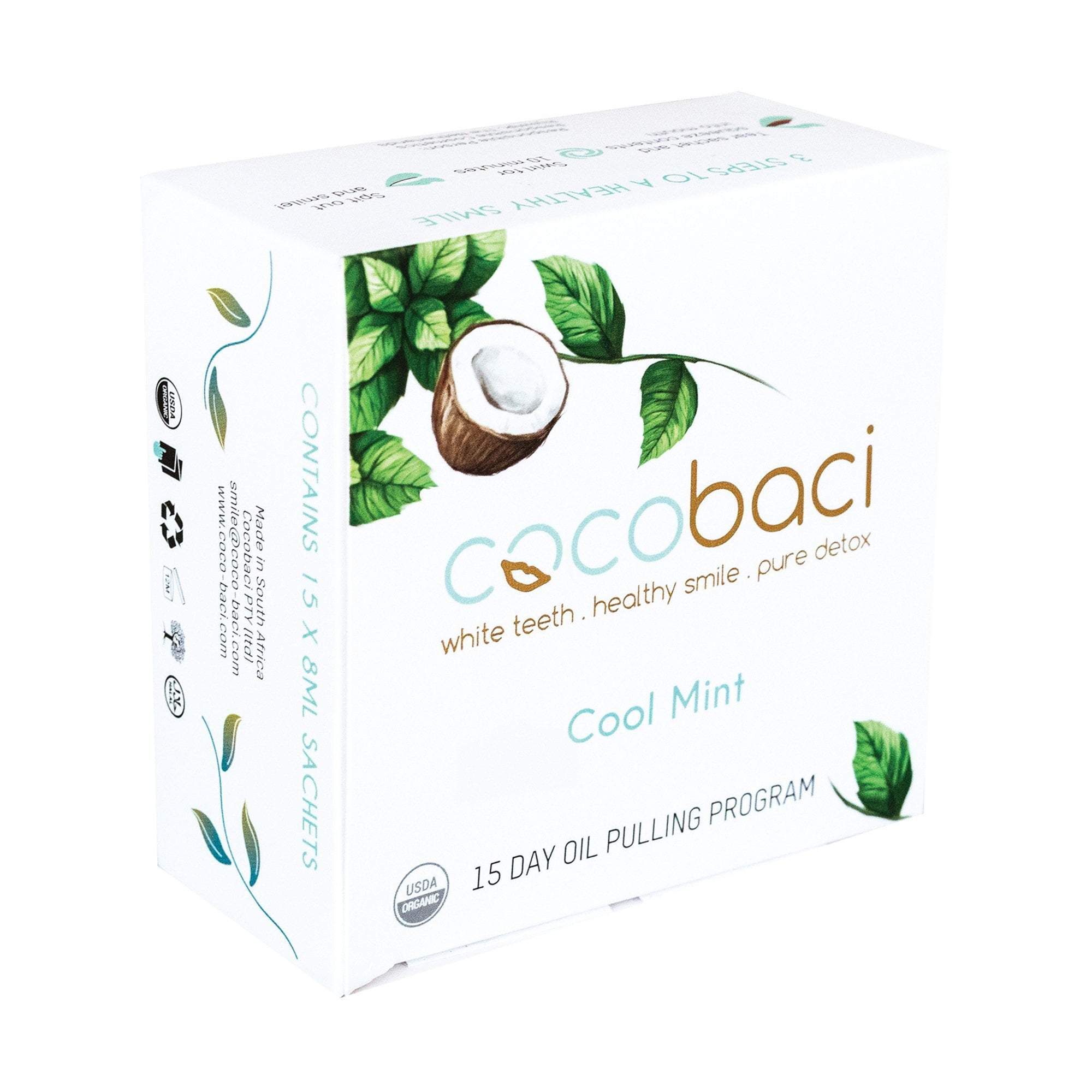Cocobaci Cool Mint 15-Day Oil Pulling Kit for Teeth Whitening & Oral Detox - Fresh Breath Solution for Morning Routine & Dental Care