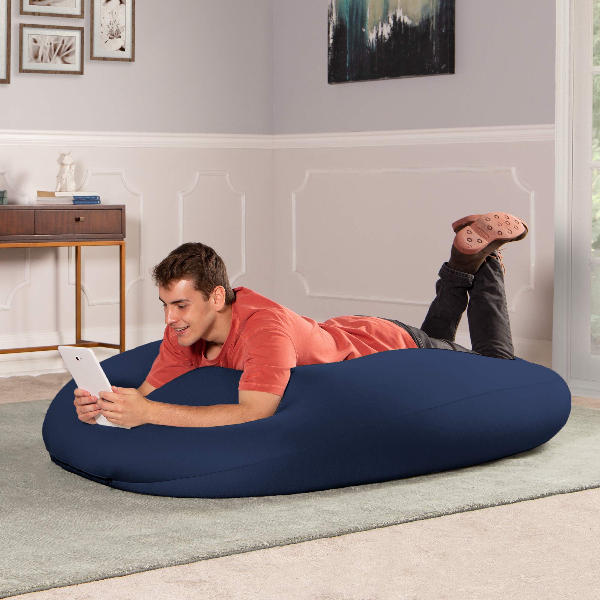 Jaxx Nimbus Spandex Bean Bag Chair for Adults - Large Navy Comfortable Lounge Chair for Living Room, Bedroom & Game Room - Perfect for Relaxing, Reading & Gaming