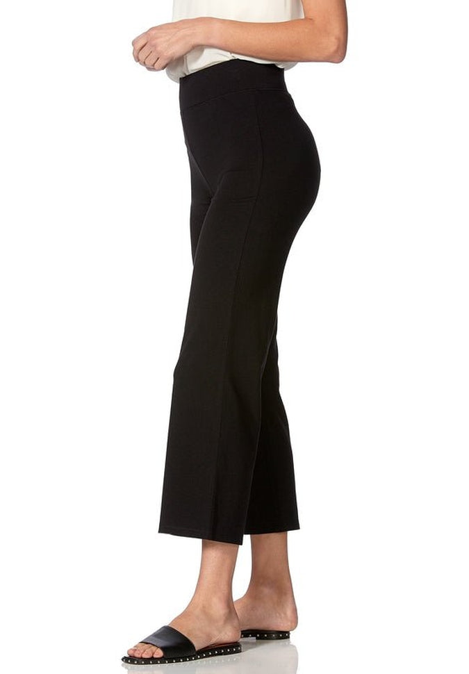 HUE Curbside Cropped Wide Leg Pants for Women - Comfortable High Waisted Trousers (Sizes S/M) - Perfect for Office Wear, Casual Outfits & Travel