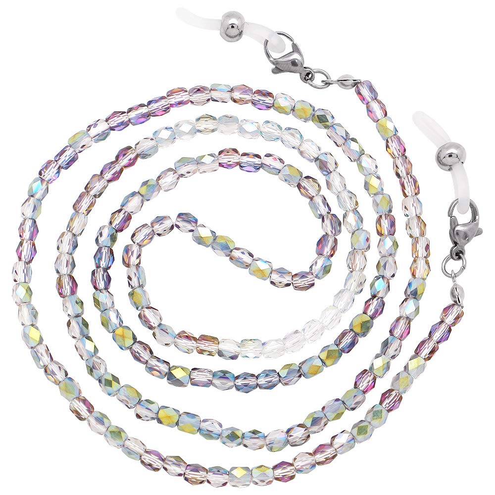 Fashionable Eyeglass Chain with Glass Beads - Adjustable Sunglasses Holder & Mask Lanyard for Women & Men - Perfect for Reading Glasses, Sunglasses & Face Masks - Stylish Accessory for Work, Travel & Daily Use
