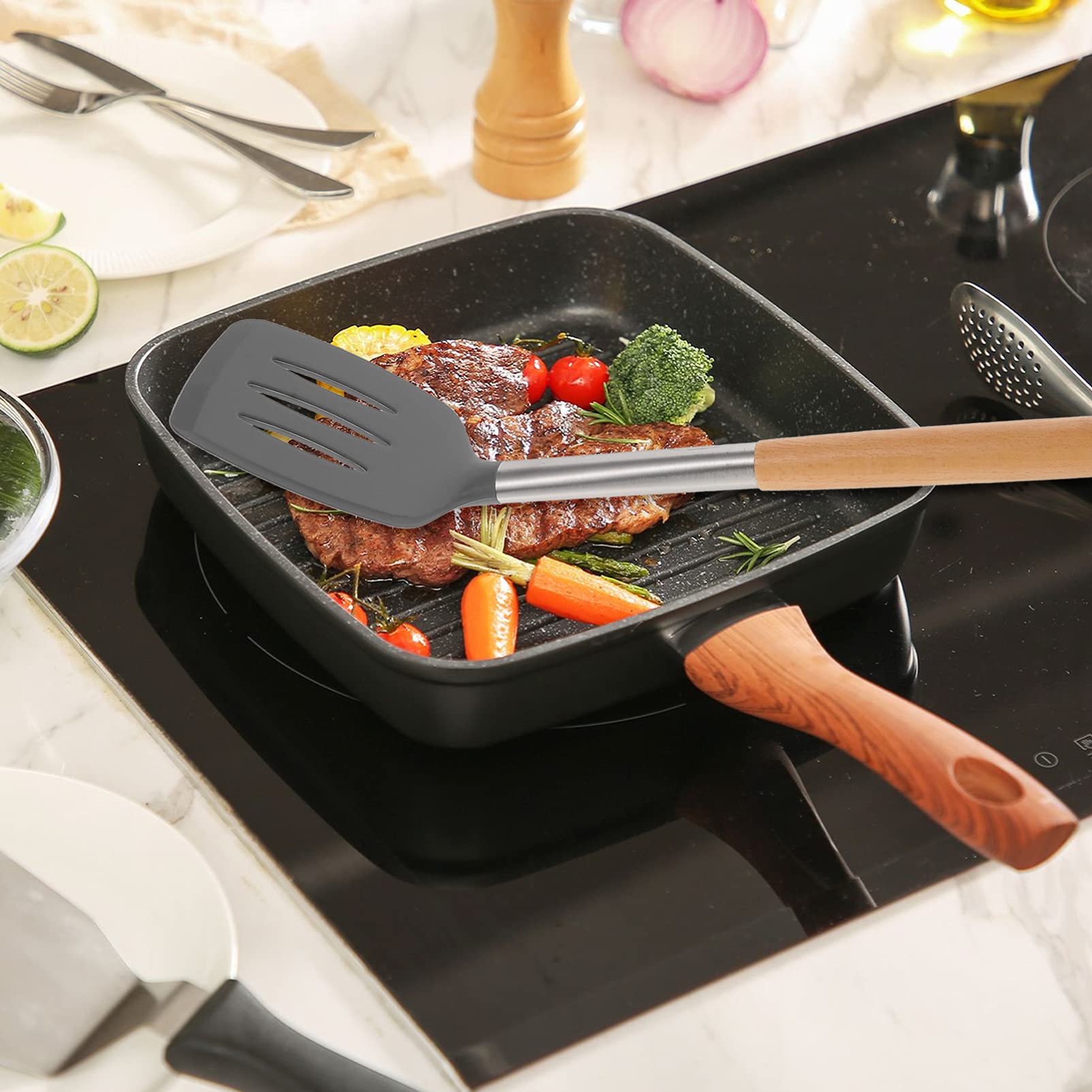 2-Pack Hemoton Stainless Steel Multi-Purpose Spatula Set - Turner, Griddle Shovel, Steak & Pizza Spatula for Cooking, Flipping Eggs, BBQ - Perfect Kitchen Tool for Home Chefs & Outdoor Grilling