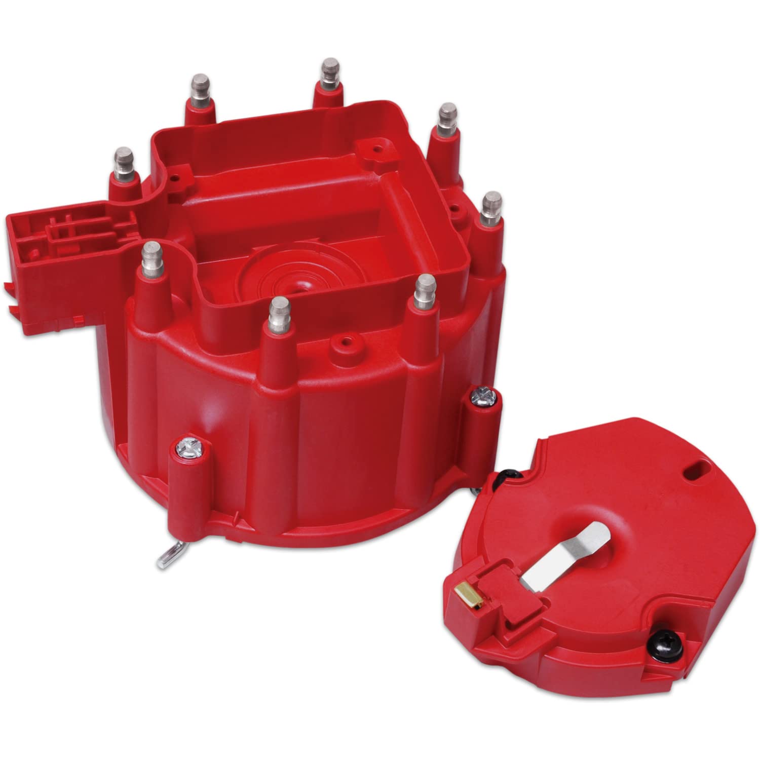 MSD 8416 HEI Distributor Cap and Rotor Kit - High Performance Red Ignition Parts for Chevy, Ford, GM Vehicles - Perfect for Engine Upgrades & Racing Applications