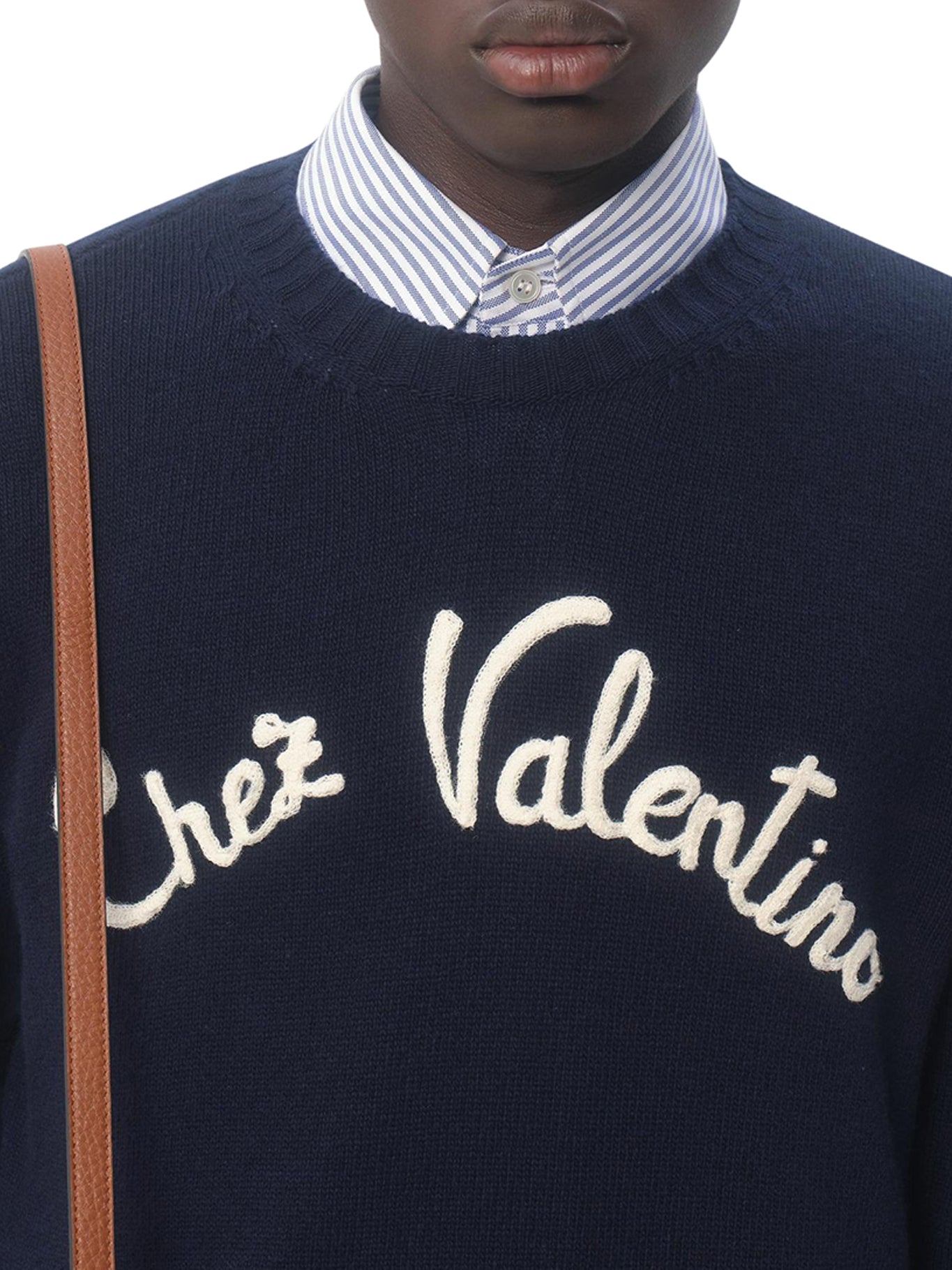 Premium Crewneck Wool Sweater with Chez Valentino Embroidery - Cozy Winter Pullover for Men & Women | Perfect for Casual Outfits, Office Wear & Holiday Gatherings
