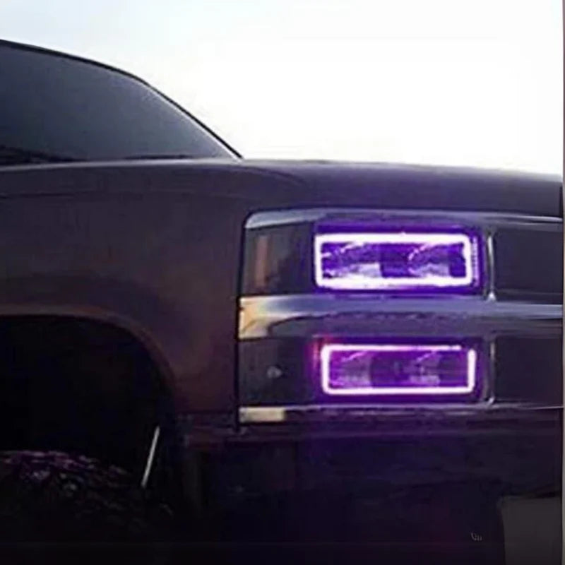 GMC Sierra Multicolor Halo Headlight Kit for 1989-1999 Models - Upgrade Your Truck Lighting for Night Driving & Off-Road Adventures