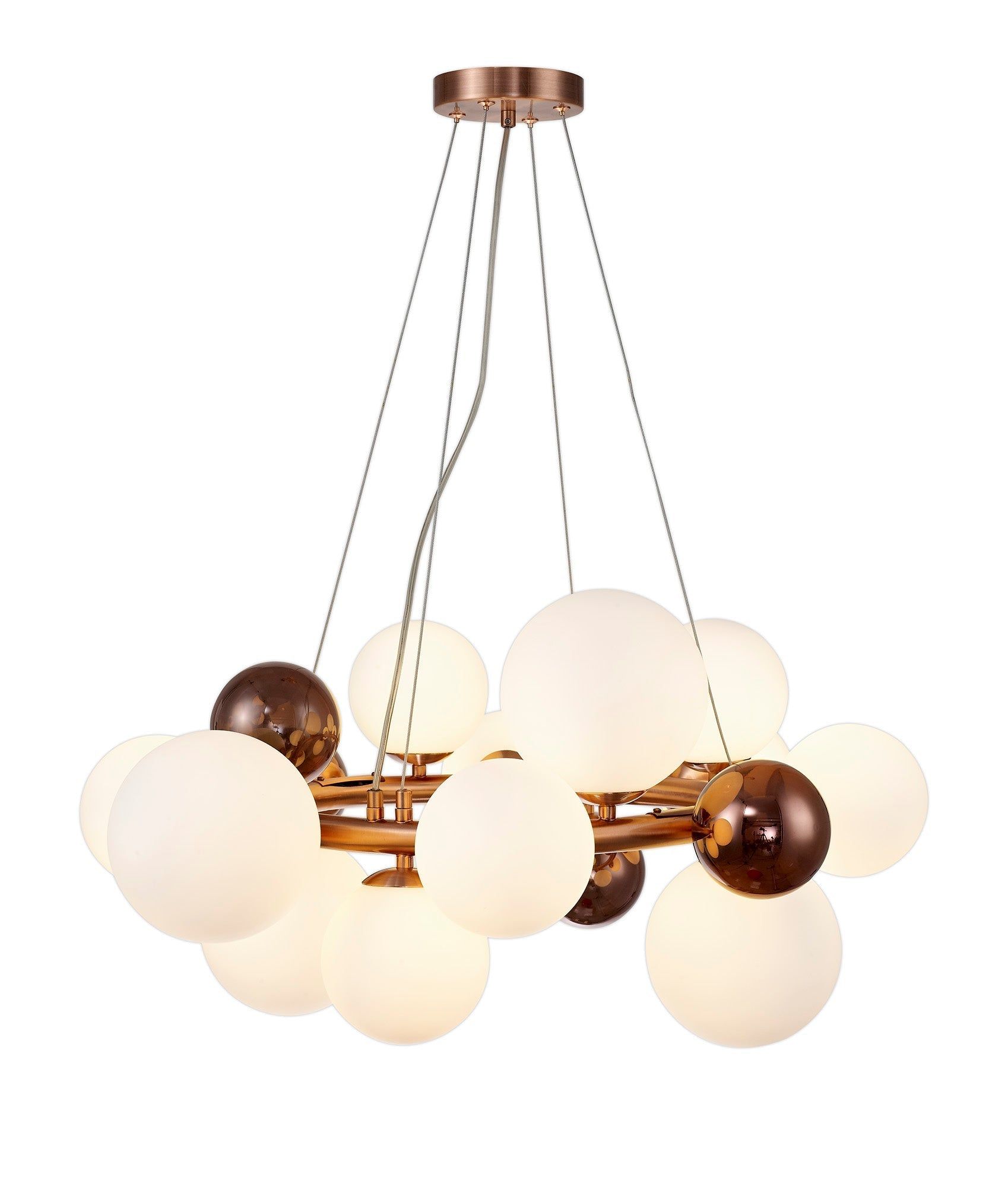 Modern Austin Circular Ceiling Light - 12Lt x G9 Bulb, Copper & Opal/Polished Chrome & Iridescent/Polished Chrome & Black Finish, Smoked Glass IP20 - Perfect for Living Room, Bedroom, or Office Lighting