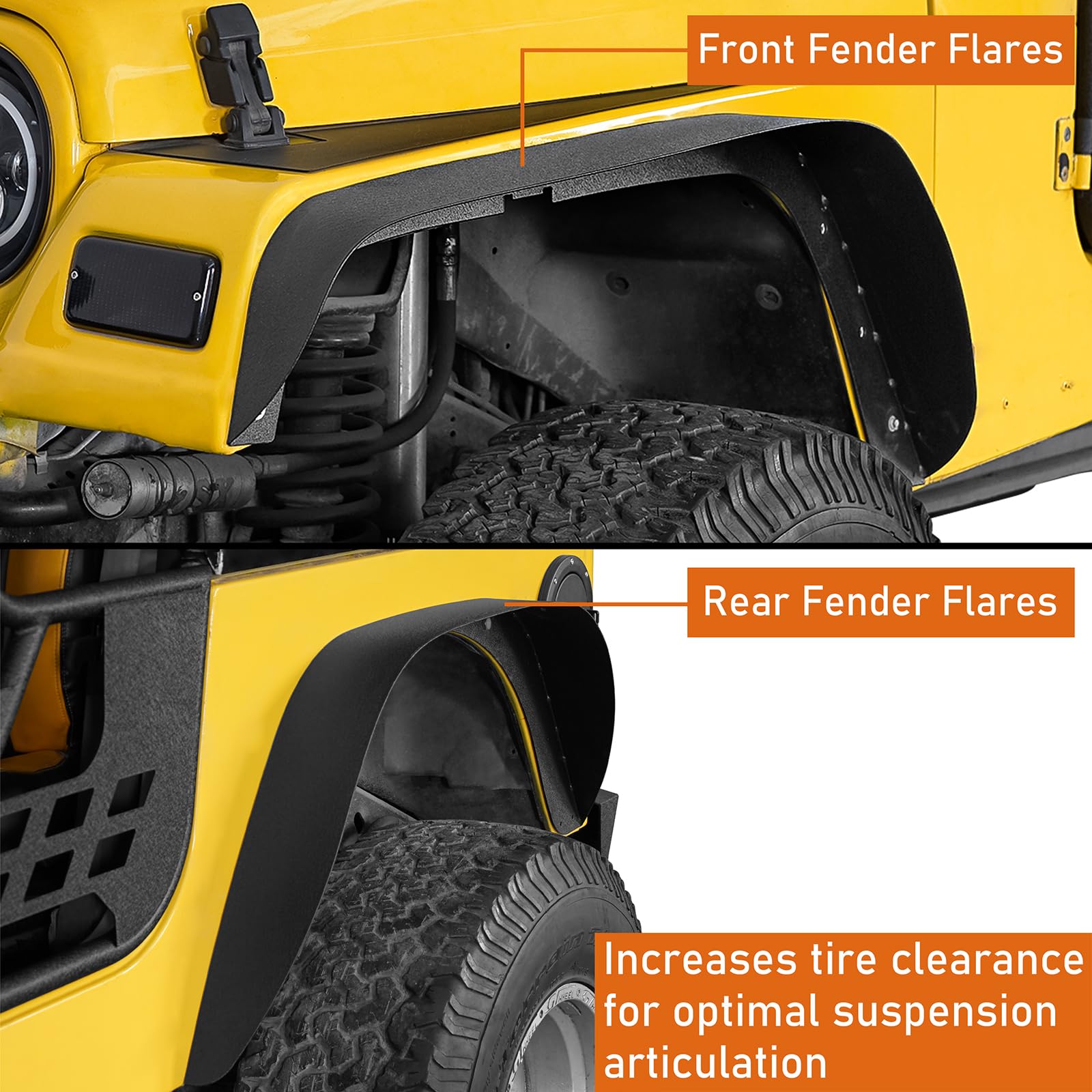 u-Box Wrangler TJ Fender Flares - Front & Rear Wheel Mud Guards for 1997-2006 Jeep Wrangler TJ (4PCS Set) - Heavy Duty Off-Road Protection for Jeep Adventures & Mud Terrains