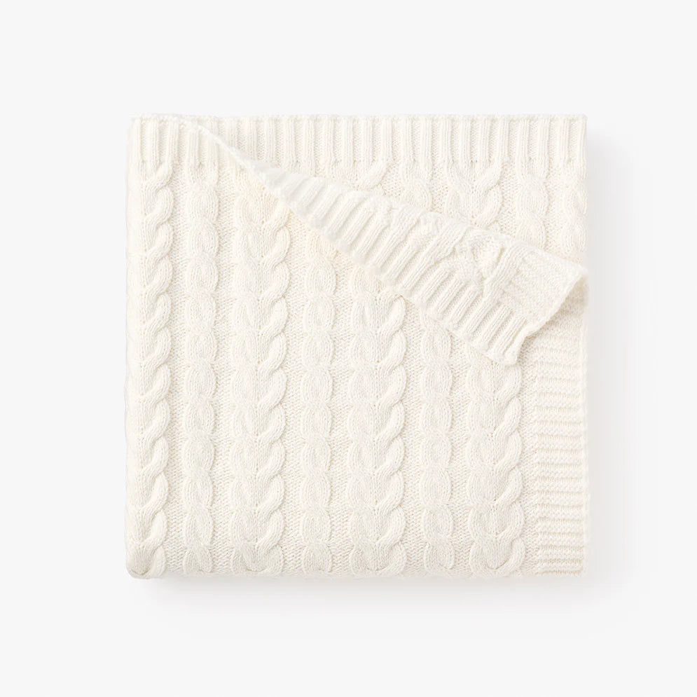 Whisper White Horseshoe Cable Knit Baby Blanket - Soft & Cozy for Newborns, Infants & Toddlers - Perfect for Nursery, Stroller & Gift Giving