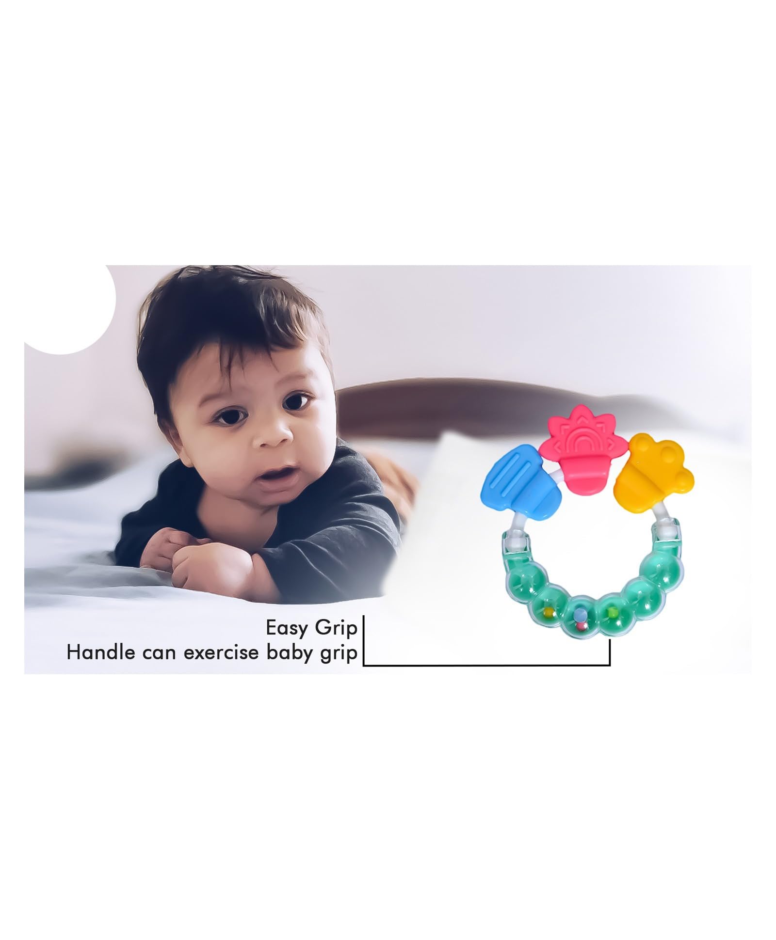 **JoyBuzz Silicone Baby Rattle Teether - BPA-Free, Natural & Organic Teething Toy for Infants, Toddlers & Kids | Soft, Safe & Soothing for Sore Gums - Perfect for Home, Travel & Daycare (Green)**