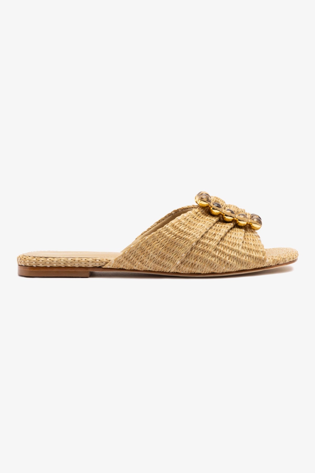 Chloe Gosselin by Larroudé Nova Flat Sandals in Natural Raffia - Comfortable Summer Shoes for Beach, Vacation & Casual Outings