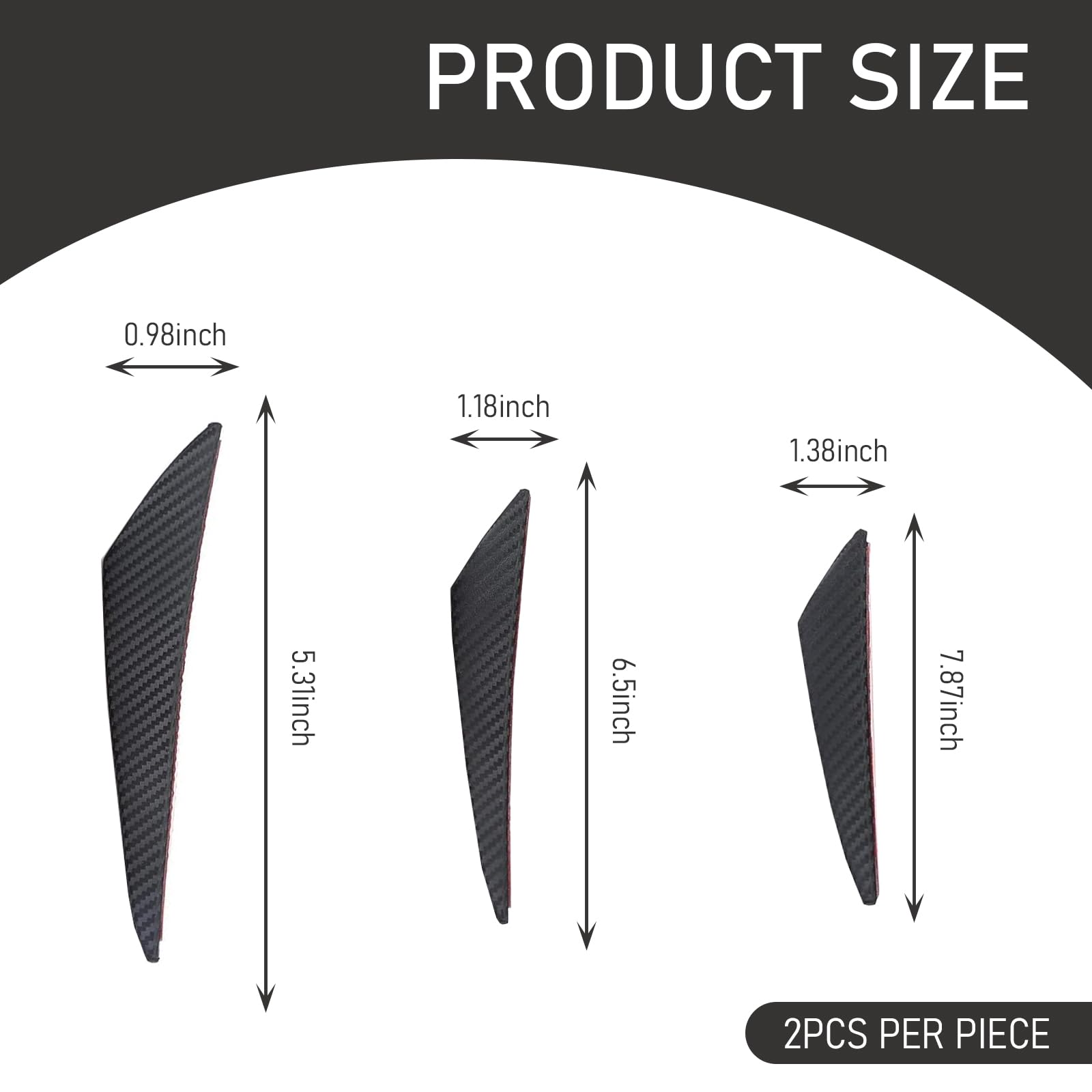 6 PCS Universal Car Spoiler Canards Kit - PVC Material Front Bumper Lip Splitter, Anti-Collision Body Strip Decorative Stickers for Most Vehicles (Carbon Fiber Black) | Enhance Aerodynamics & Style for Sports Cars & Tuner Vehicles