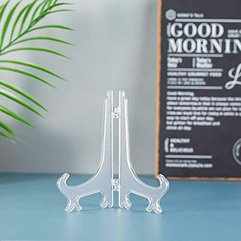 BlingKingdom 12 Pack 3 Inch Clear Plastic Easels - Photo Stand Plate Holders for Wedding Place Cards, Collectibles & Home Decor - Perfect for Party Tables, Birthdays, and Displaying Light Items